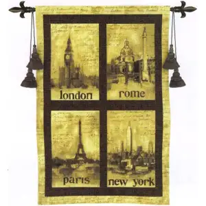 International Cities Wall Tapestry 53x38 Jacquard Woven World Travel City Wall Art