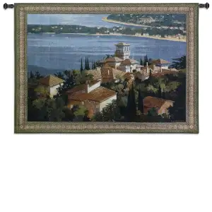 Garden on the Cote d Azure Wall Tapestry 38x53 Jacquard Woven French Riviera Garden Wall Art