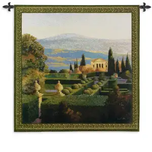 Villa D Orcia Wall Tapestry 35x35 Jacquard Woven Tuscan Villa Landscape Wall Art