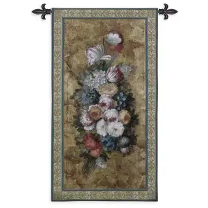 Floral Reflections Wall Tapestry 49x26 Jacquard Woven Botanical Floral Wall Art