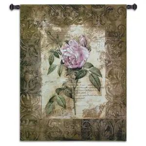 Blossoming Elegance Wall Tapestry 53x41 Jacquard Woven Floral Botanical Wall Art