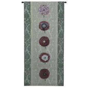 Floating Botanicals Damask Wall Tapestry 57x26 Jacquard Woven Floral Damask Wall Art