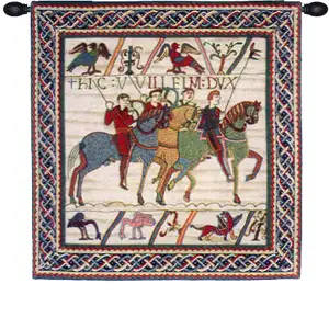 Bayeux Duke William Departs Vintage Tapestry Wall Hanging 35 x 33 in