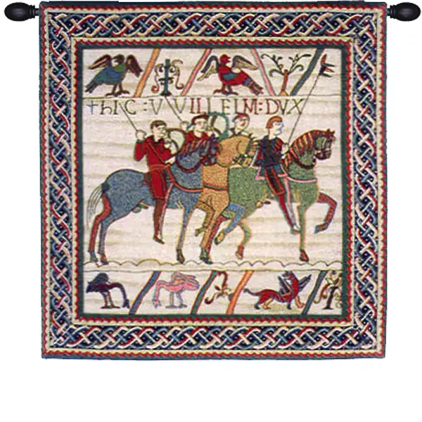 Duke William Departs with Border European Tapestry Wall hanging