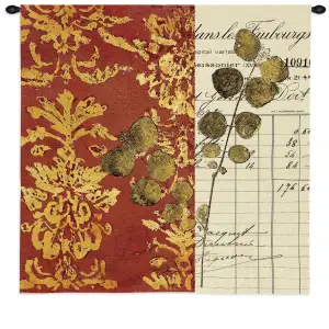 Burnished Eucalyptus Wall Tapestry 53x53 Jacquard Woven Botanical Leaf Wall Art