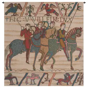Bayeux Duke William Departs Vintage Tapestry Wall Hanging 29 x 27 in