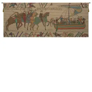 Bayeux William Embarks Vintage Tapestry Wall Hanging 20 x 48 in