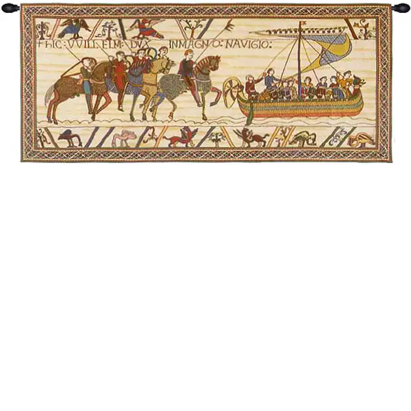 William Embarks With Border European Tapestry Wall hanging
