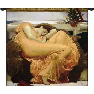 Flaming June Tapestry Wall Hanging 38x38 Inch Cotton Jacquard Woven Wall Tapestry