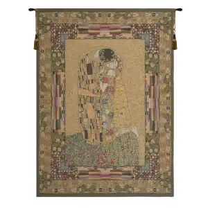 Gustav Klimt The Kiss Vintage Tapestry Wall Hanging 36 x 26 in Jacquard Woven Art Nouveau Romantic Wall Art