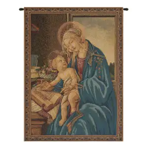 Sandro Botticelli Madonna Del Libro Vintage Tapestry Wall Hanging 27 x 20 Jacquard Woven Renaissance Madonna Wall Art - B - H 12" x W 8"