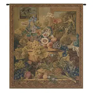 Bouquet et Cadres Italian Tapestry Wall Hanging 28x24 Inch Cotton Jacquard Woven Wall Tapestry