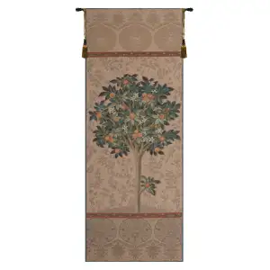 Portiere Oranger Naturel Medieval Tapestry Wall Hanging 73 x 29 in Jacquard Woven Orange Tree Botanical Wall Art