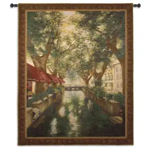 Canal in Brugge Tapestry Wall Hanging 53x40 Belgian Bruges Canal Cityscape Jacquard Woven Wall Art European Decor