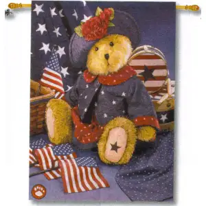Americana Bear Fine Art Tapestry 36 in. x 26 in Boyd Rustic Bear Wildlife Jacquard Woven Wall Hanging Lodge Decor