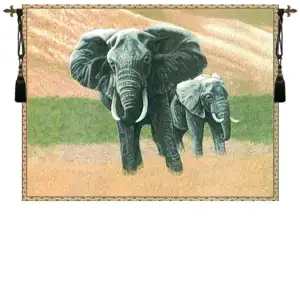 Wildlife Elephants Tapestry Wall Hanging 52 x 68 in