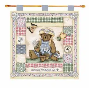 Daisy Field Fine Art Tapestry 26x26 Floral Daisy Garden Botanical Jacquard Woven Wall Hanging Country Home Decor