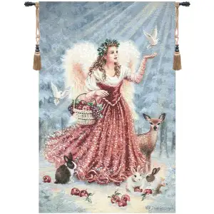 Christmas Angel Fine Art Tapestry 53 in. x 35 in Dona Gelsinger Angel Christmas Jacquard Woven Wall Hanging Holiday Decor