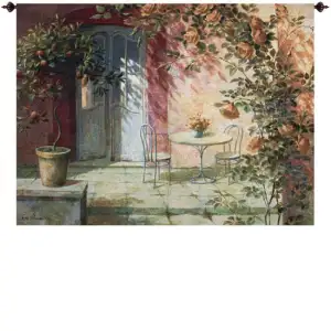 Patio Entrance Fine Art Tapestry Wall Hanging Cotton Jacquard Woven Wall Tapestry