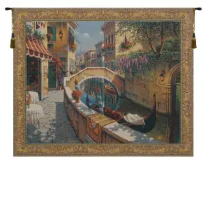Robert Pejman Passage San Marco Decorative Tapestry Wall Hanging 38 x 48 in Venice Italian Cityscape Jacquard Woven Wall Art