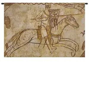 Vintage Templier Flanders Tapestry Wall Hanging 21 x 31 in Medieval Templar Knight Jacquard Woven Wall Art Castle Decor