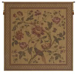 Birds of Paradise with Border European Tapestry Wall Hanging 52x52 Inch Cotton Jacquard Woven Wall Tapestry