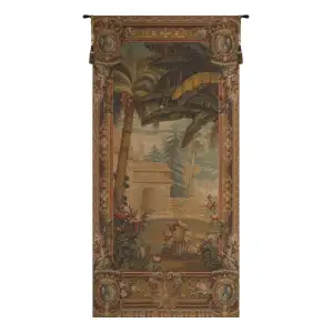 La Recolte Des Ananas Pagoda Door Floral Tapestry Wall Hanging 58 x 28 in Tropical Pineapple Chinoiserie Jacquard Woven Wall Art