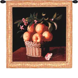 Panier d'Oranges French Tapestry Wall Hanging 33x31 Inch Cotton Jacquard Woven Wall Tapestry