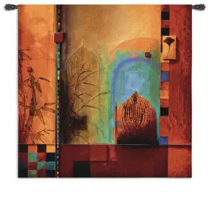 Garden Ensemble Tapestry Wall Hanging 53x53 Floral Botanical Garden Jacquard Woven Wall Art Traditional Home Decor
