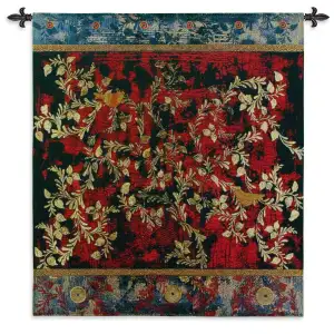 Love Birds Tapestry Wall Hanging 55x53 Romantic Birds Floral Botanical Jacquard Woven Wall Art Home Decor