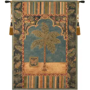 Brocade Palm Fine Art Tapestry 70 in. x 50 in Tropical Palm Botanical Jacquard Woven Wall Hanging Elegant Home Decor