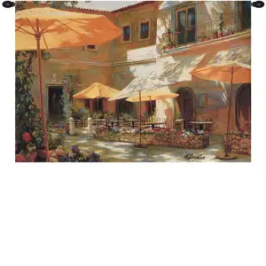 Closed on Monday Fine Art Tapestry 48x70 European Cafe Street Scene Jacquard Woven Wall Hanging Traditional Home Decor