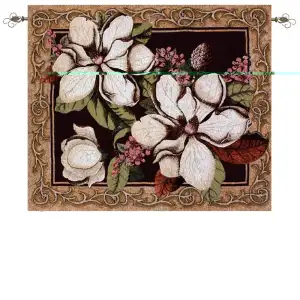 Magnolias in Bloom Fine Art Tapestry Wall Hanging  35x42 Inch Cotton Jacquard Woven Wall Tapestry