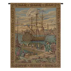 Francesco Guardi Galleon Guardi Decorative Tapestry Wall Hanging 26 x 21 in
