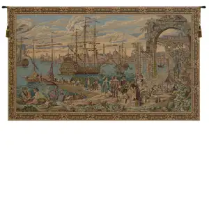 Francesco Guardi The Harbour Decorative Tapestry Wall Hanging 24 x 44 in