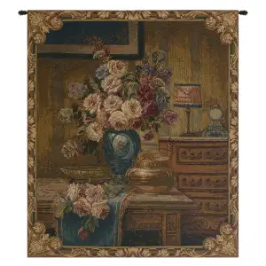 Max Carlier Floral Setting Tapestry Wall Hanging 30x26 Inch Cotton Jacquard Woven Wall Tapestry