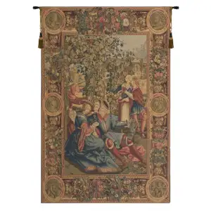 The Month Of October European Tapestry 57 in. x 39 in Medieval Seasonal Harvest Jacquard Woven Wall Hanging