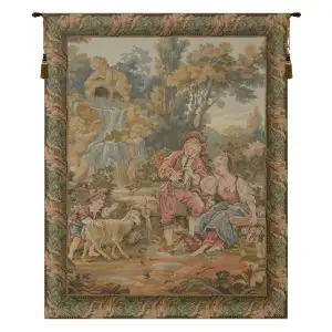 Romantic Musical Interlude Vertical Italian Tapestry Wall Hanging 34 in. x 25 in. Jacquard Woven Classical Music Wall Art