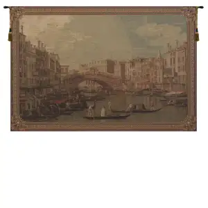 Canaletto Rialto Bridge European Tapestry Wall Hanging 78x57 Inch Cotton Jacquard Woven Wall Tapestry