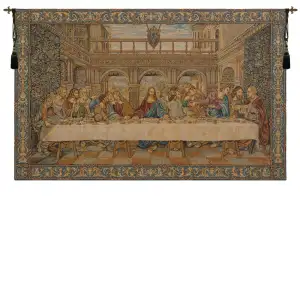 Leonardo da Vinci Last Supper IV Vintage Tapestry Wall Hanging 26 x 43 in Christian Religious Jacquard Woven Wall Art