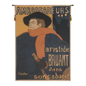 Henri de Toulouse-Lautrec Aristide Bruant European Tapestry Wall Hanging  19x13 Inch Cotton Jacquard Woven Wall Tapestry