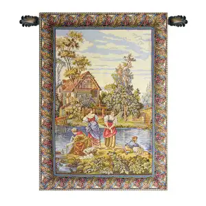 Francois Boucher Washing by the Lake Tapestry Wall Hanging 34 x 28 in Jacquard Woven French Country Wall Art