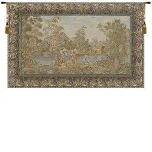 Francois Boucher Washing Day at the Mill Tapestry Wall Hanging 45 x 65 in Jacquard Woven French Pastoral Wall Art