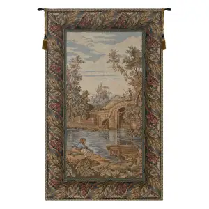 Francois Boucher Fishing at the Lake Tapestry Wall Hanging 33 x 21 in Jacquard Woven French Country Wall Art