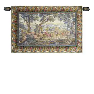 Aubusson The Hunting Trip Tapestry Wall Hanging 26 x 41 in Jacquard Woven French Hunting Wall Art - C - H 26" x W 41"