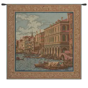 Francesco Guardi Shore Large Canal Decorative Tapestry Wall Hanging 21 x 21 Venice Italian Landscape Jacquard Woven Wall Art
