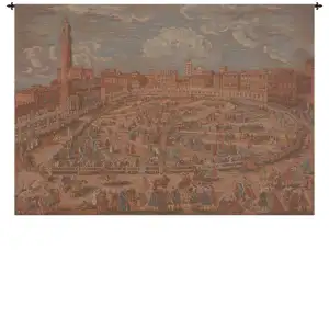 Siena Town Square Tapestry Wall Hanging 16 x 25 in Italian Tuscany Cityscape Jacquard Woven Wall Art European Decor