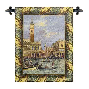 Piazza San Marco Italian Tapestry Wall Hanging 22x15 Inch Cotton Jacquard Woven Wall Tapestry