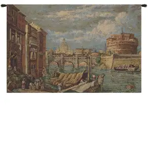 Rome Italian Tapestry Wall Hanging 19x13 Inch Cotton Jacquard Woven Wall Tapestry