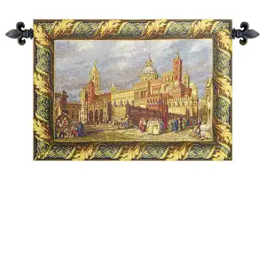Palermo The Cathedral Italian Tapestry Wall Hanging 22x16 Inch Cotton Jacquard Woven Wall Tapestry